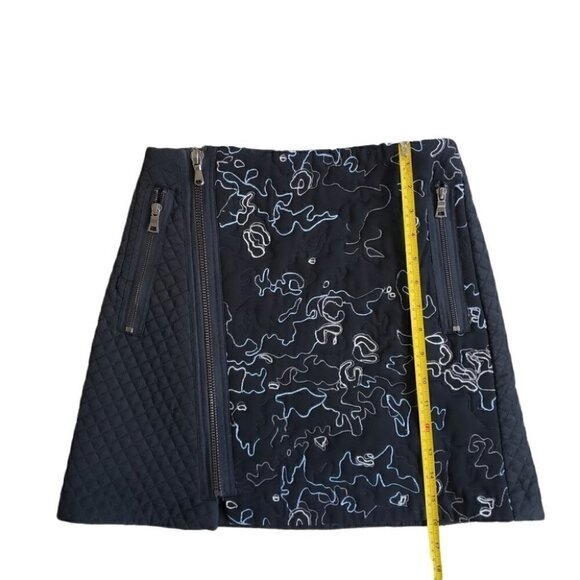 3.1 Phillip Lim Biker Mini Skirt Embroidered Silk Quilted Front Zip - Picture 10 of 12